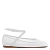 Amina Muaddi White Ane Lace Ballerina Flats In White