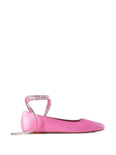 Amina Muaddi Ane Crystal-embellished Satin Ballet Flats In Animal Print