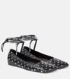 Amina Muaddi Ane Crystal Embellished Ballerina Flats In Black
