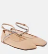 Amina Muaddi Mesh Crystal Ane Ballet Fl In Beige