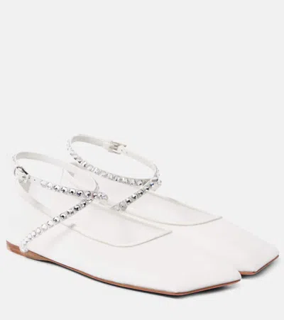 AMINA MUADDI ANE EMBELLISHED MESH BALLET FLATS