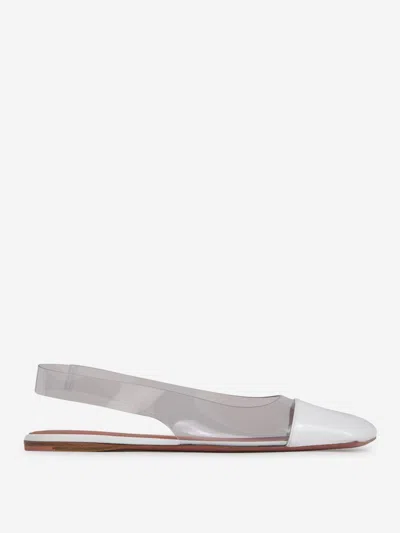 Amina Muaddi Ane Slingback Leather Ballet Flats - Women's - Rubber/calf Leather/calf Leatherrubber In White