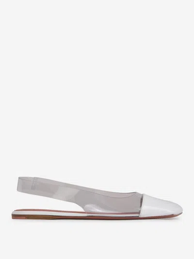 Amina Muaddi Ane Slingback Leather Ballet Flats - Women's - Rubber/calf Leather/calf Leatherrubber In White