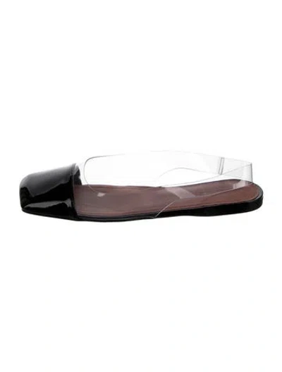 Pre-owned Amina Muaddi Ane Glass Patent Leather Flats In Black/clear