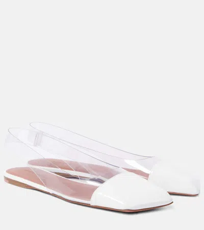 Amina Muaddi Ane Slingback Leather Ballet Flats - Women's - Rubber/calf Leather/calf Leatherrubber In White