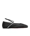 Amina Muaddi Ane Crystal-embellished Mesh Ballerina Shoes In Black