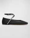 Amina Muaddi Ane Crystal-embellished Mesh Ballerina Shoes In Black And White