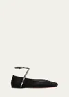 Amina Muaddi Ane Crystal-embellished Mesh Ballerina Shoes In Black And White