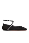 Amina Muaddi Ane Crystal-embellished Mesh Ballerina Shoes In Black & White Crystals