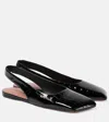 Amina Muaddi Ane Patent Leather Slingback Flats In Black