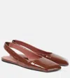 Amina Muaddi Ane Patent Leather Slingback Flats In Brown