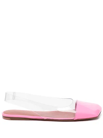 Amina Muaddi Patent Transparent Ane Glass Flats In Pink