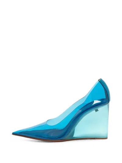 Pre-owned Amina Muaddi Ane Wedge-heel Pumps In White