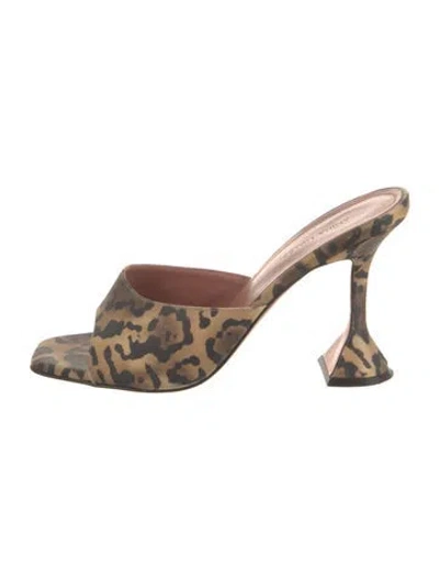 Pre-owned Amina Muaddi Animal Print Slides In Neutral