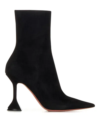 Amina Muaddi Georgia 95mm Suede Ankle Booties In Black