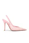 Amina Muaddi Anok 105 Lace Sling Pump In Baby Pink