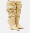 Amina Muaddi Anok 105 Leather Over-the-knee Boots In Yellow
