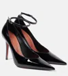 Amina Muaddi Anok 105 Patent Black Pumps In Black