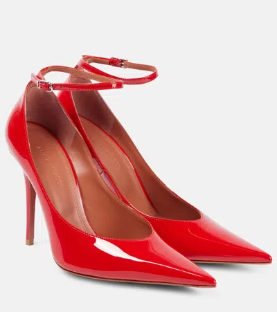 Amina Muaddi Anok 105 Patent Leather Pumps In Red