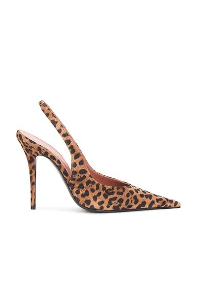 Amina Muaddi Anok 105 Suede Sling Back Pump In Brown