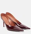 Amina Muaddi Anok 90 Patent Leather Mules In Burgund