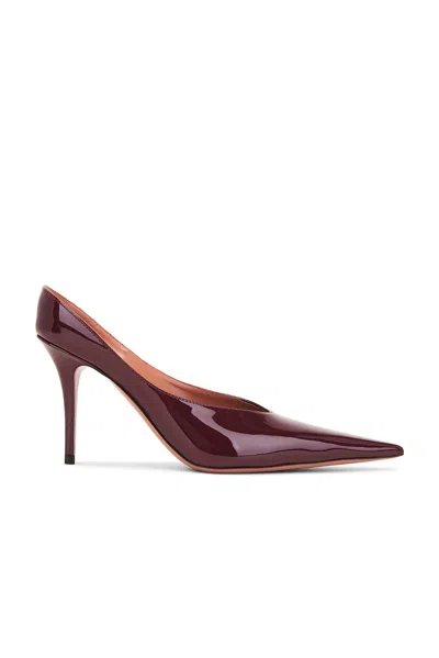 Amina Muaddi Patent Leather Anok Mules 105 In Burgundy
