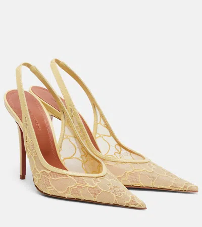 Amina Muaddi Anok Lace Slingback Pumps In Multi