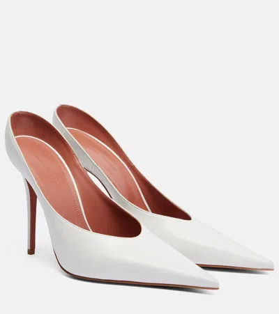 Amina Muaddi Barbara Leather Pumps In White