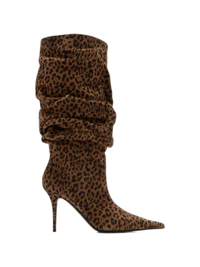 Amina Muaddi Anok Leopard-print Knee-high Boots In Animal Print