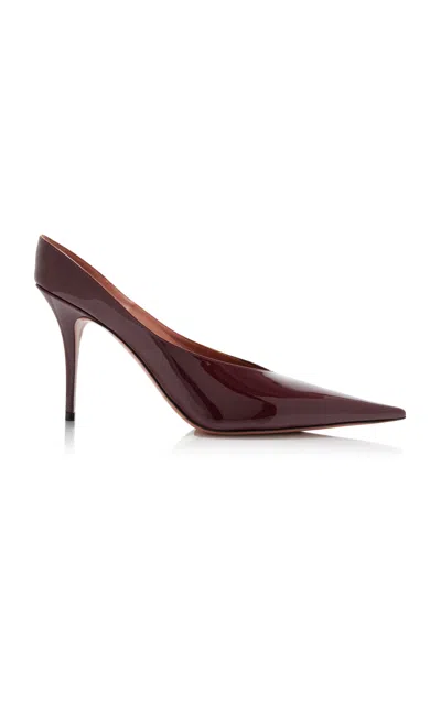 Amina Muaddi Patent Leather Anok Mules 105 In Burgundy