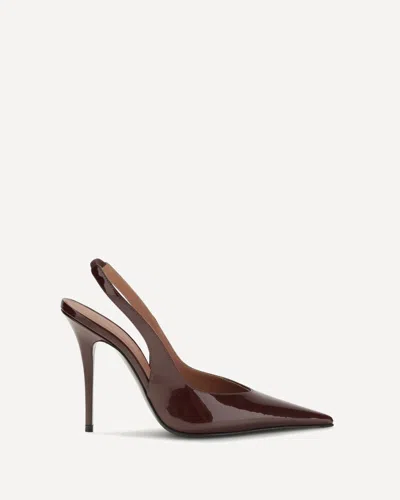 Amina Muaddi Anok Patent Leather Slingback Pumps In Bordeaux