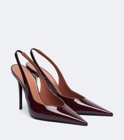 Amina Muaddi Anok Patent Leather Slingback Pumps In Burgunderrot