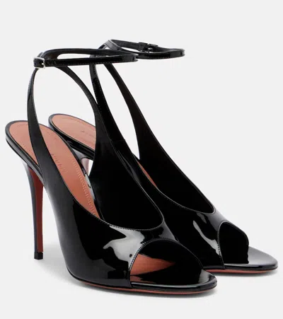 Amina Muaddi Anok Patent Leather Slingback Sandals In Black