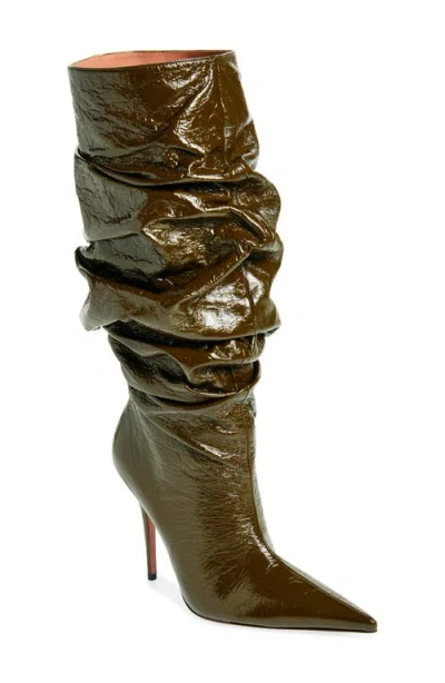 Amina Muaddi Anok Pointed Toe Boot In Crackle Mud