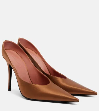 Amina Muaddi Anok Pointed-toe Pumps In Brown