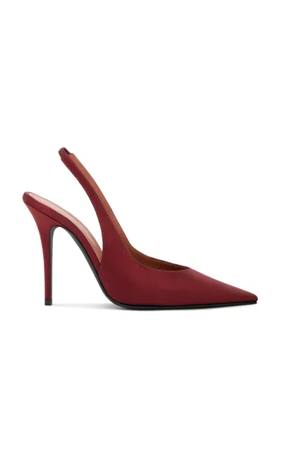 Amina Muaddi Anok Satin Slingback Pumps In Burgundy