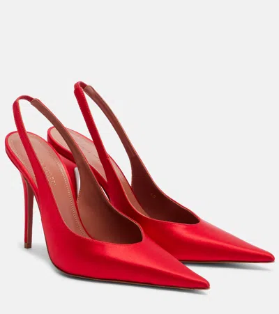 Amina Muaddi Anok Satin Slingback Pumps In Multi