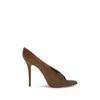Amina Muaddi Anok Satin Sandals In Brown