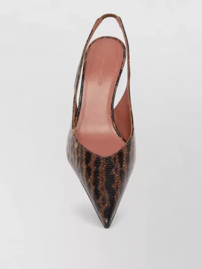 Amina Muaddi Anok Slingback Pumps 90 Snake Print In Brown