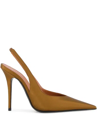 Amina Muaddi Anok Slingback Stiletto Pumps In Brown