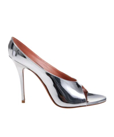 Amina Muaddi Anok Slipper High-heeled Sandals In Silver