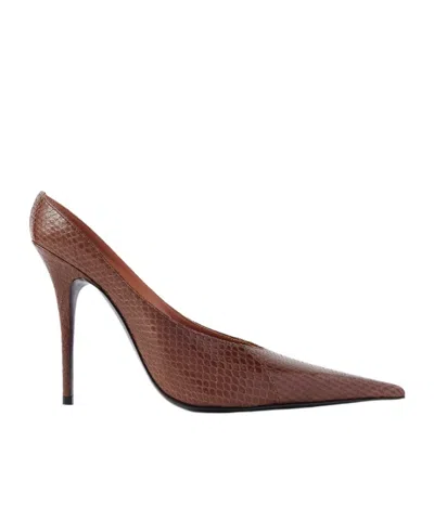 Amina Muaddi Anok Snake Pumps In Brown