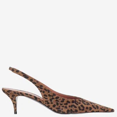 Amina Muaddi Anok Suede Slingback In Animal Print