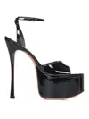 Amina Muaddi Aya 155 Patent Leather Platform Sandals In Black