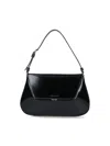 Amina Muaddi Mini Rectangular Satin Shoulder Bag In Black