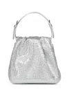 Amina Muaddi Vittoria Full Crystal Handbag In Silver