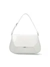 Amina Muaddi Women Black Leather Ami Shoulder Bag In White