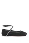 Amina Muaddi Ane Crystal-embellished Mesh Ballerina Shoes