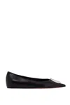 Amina Muaddi Camelia Ballerinas In Black Hammered Leather