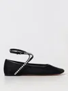 Amina Muaddi Mesh Crystal Ballerina Flats In Black
